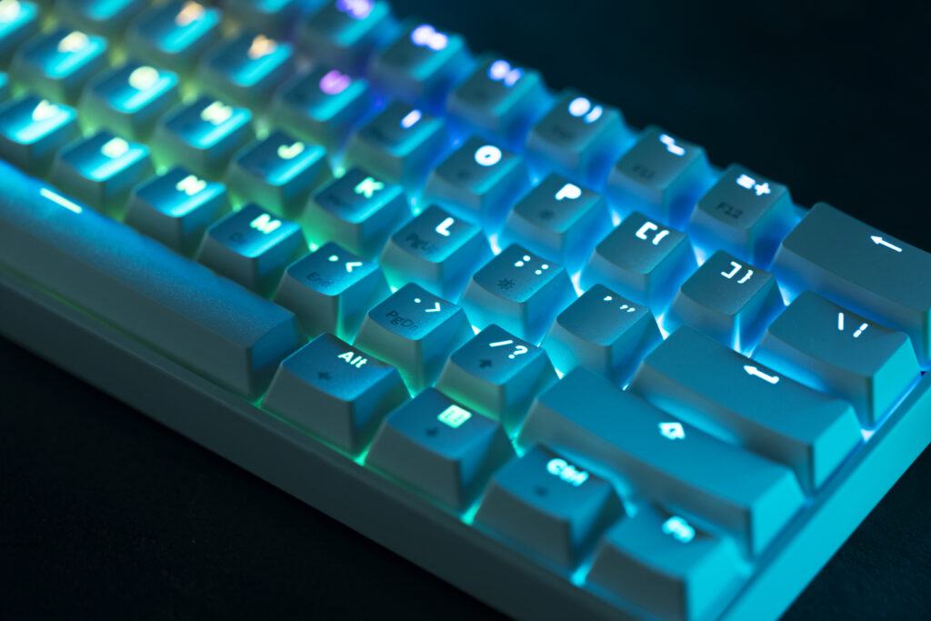 blue keyboard with bright lights